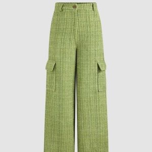 Tweed Cargo Wide Leg Trousers